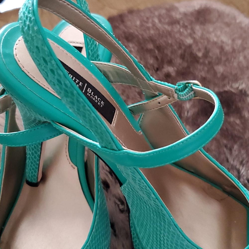 Whbm Green Python Stacked Heels - image 5